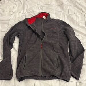 Quechua Gray and Red Zip-Up Fleece Jacket